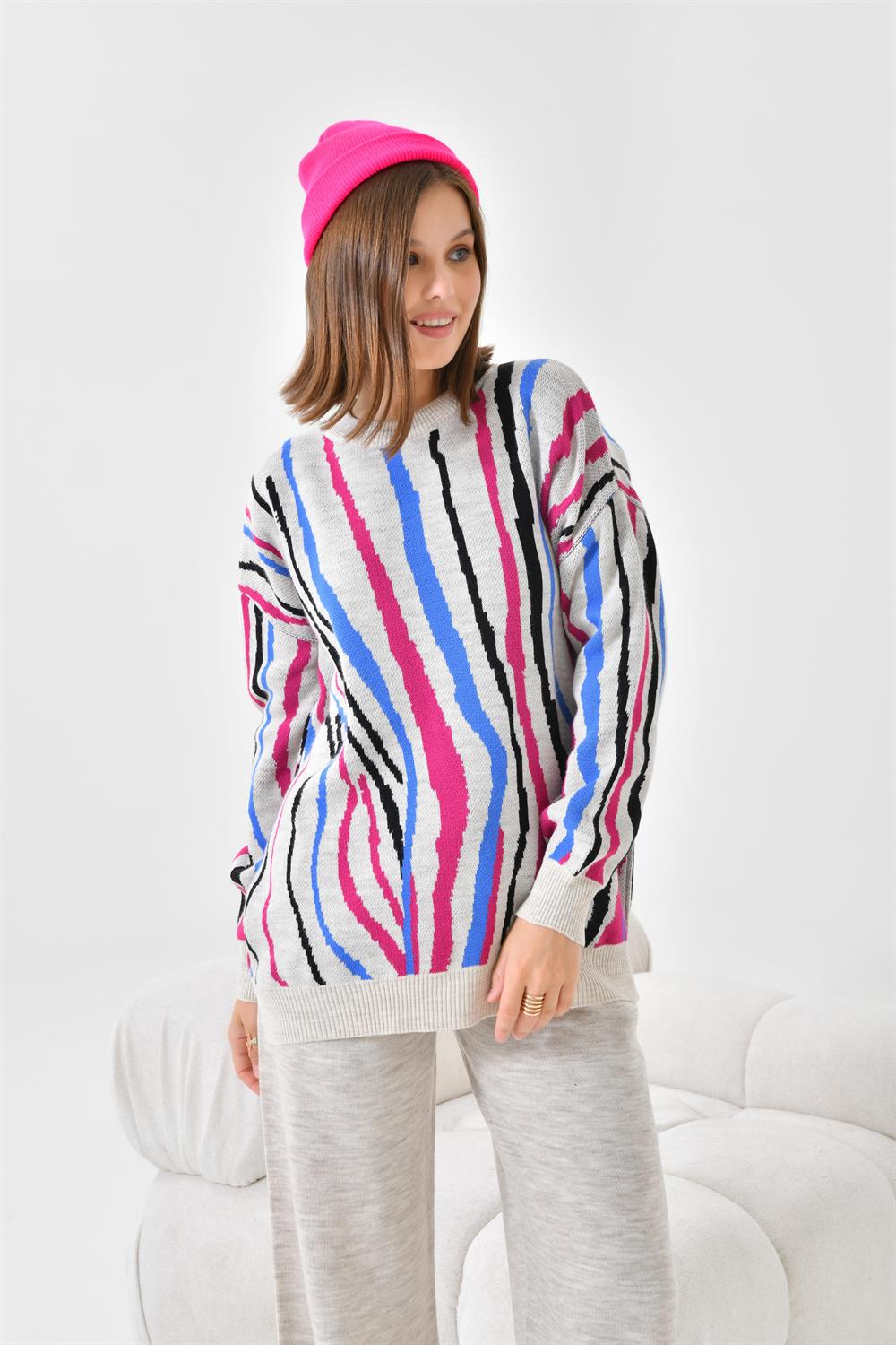 FTZ Women Kadın Zebra Desen İkili Takım  Taş 20503