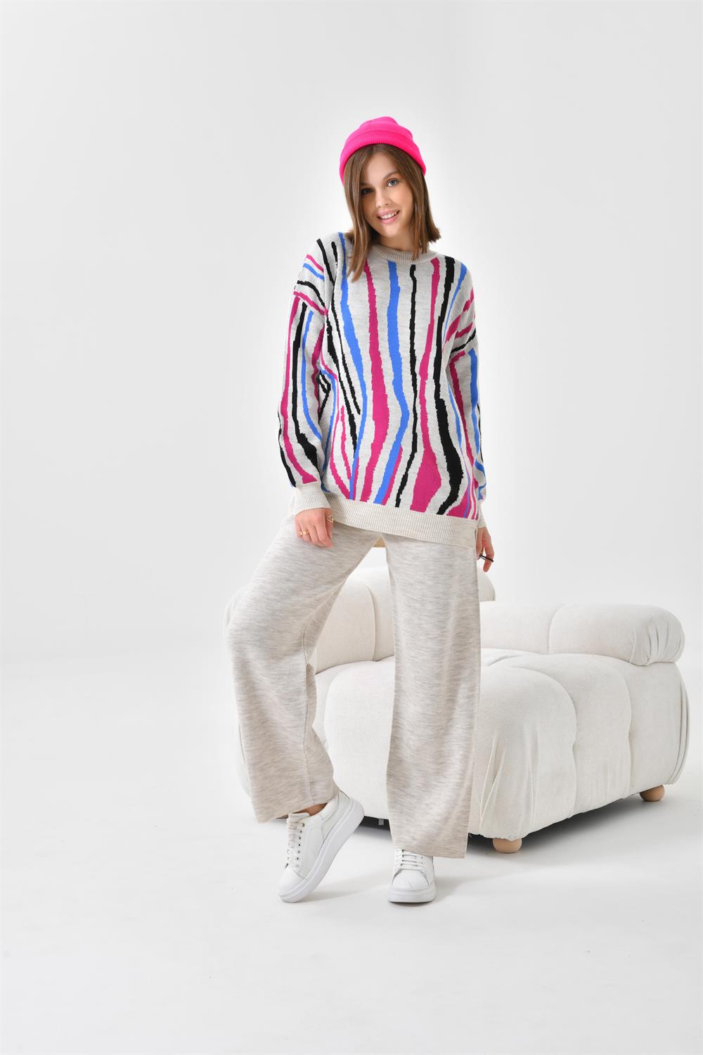 FTZ Women Kadın Zebra Desen İkili Takım  Taş 20503
