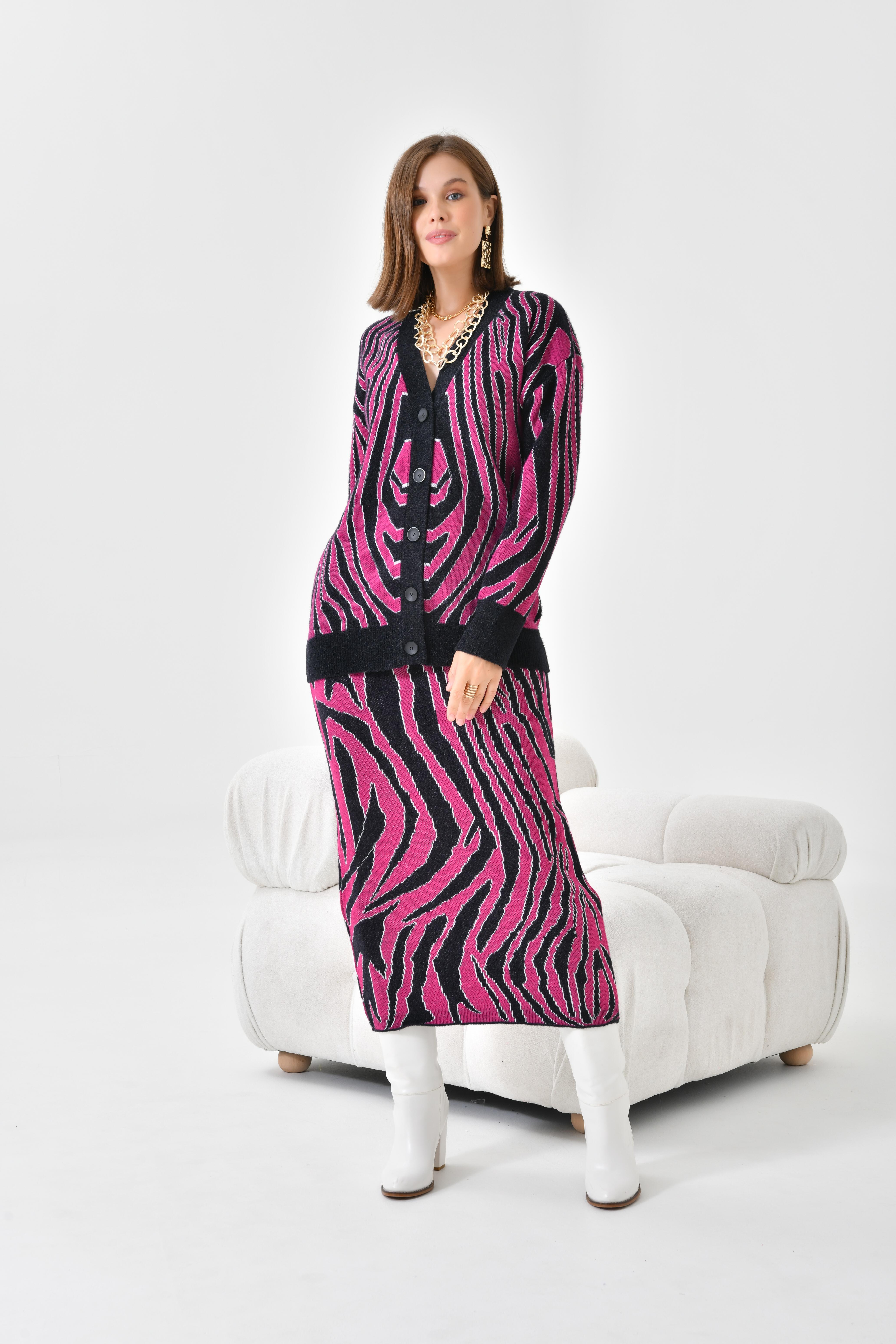 FTZ Women Kadın Zebra Desenli İkili Takım  Siyah 20569