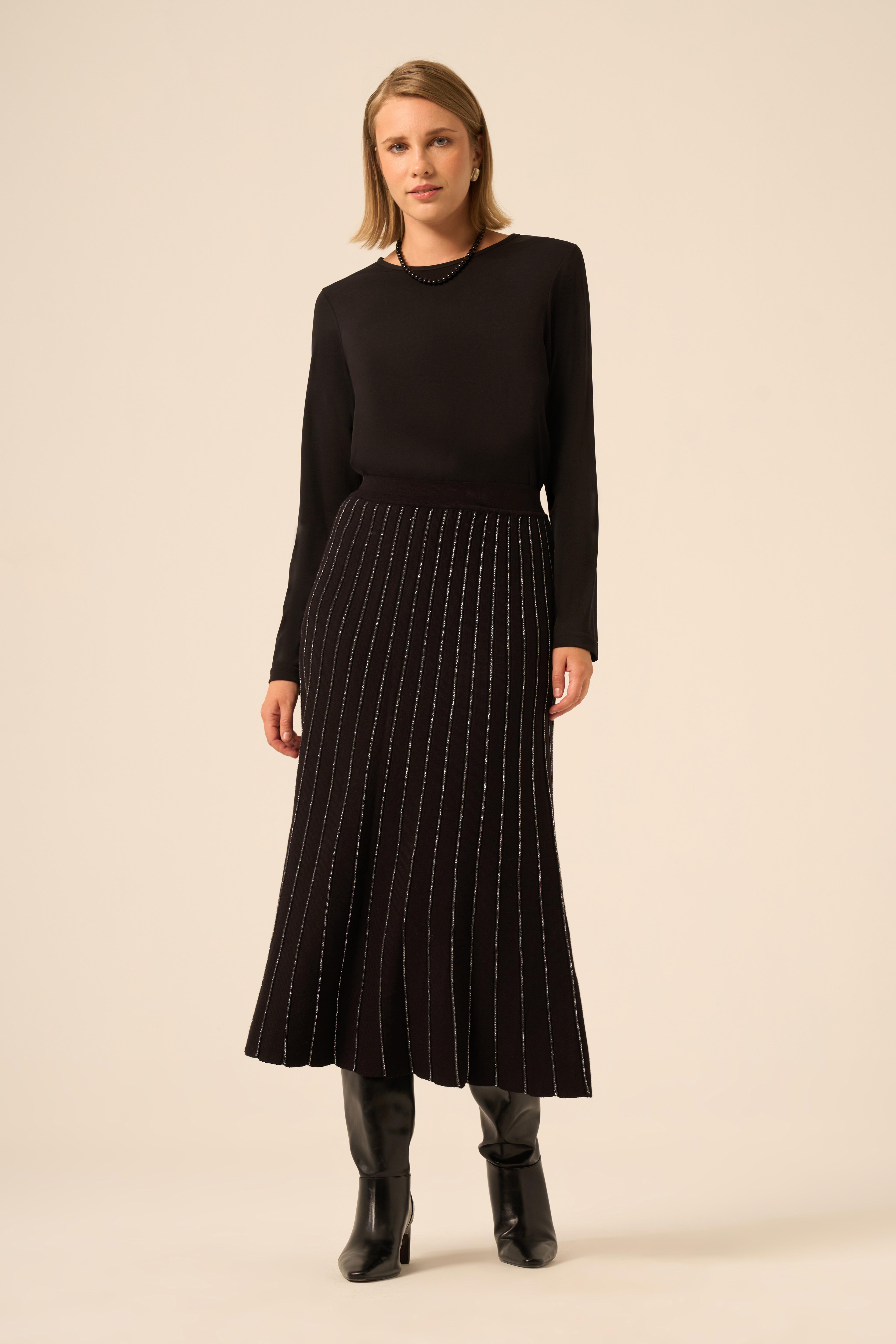 FTZ Women Kadın Pileli Uzun Etek  Siyah 25156