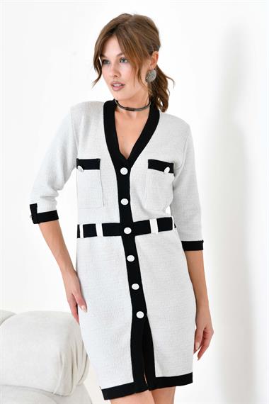 FTZ Women Kadın Triko Elbise  Ekru 20970