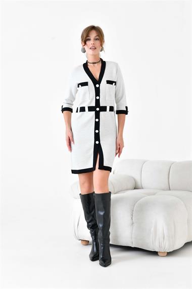 FTZ Women Kadın Triko Elbise  Ekru 20970