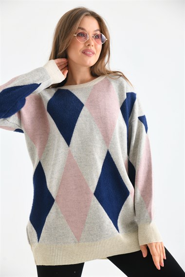 FTZ Women Kadın Baklava Detaylı Tunik  Taş 20018