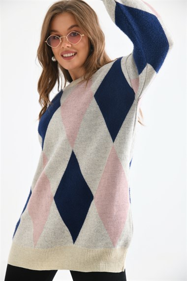 FTZ Women Kadın Baklava Detaylı Tunik  Taş 20018