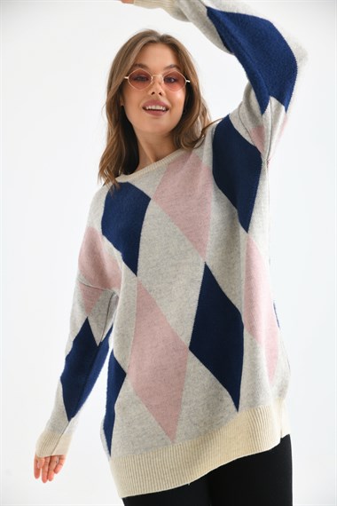 FTZ Women Kadın Baklava Detaylı Tunik  Taş 20018