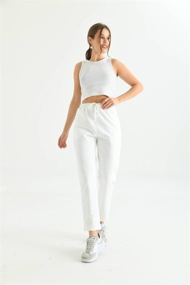 FTZ Women Kadın İki İp Pantolon  Ekru 30266