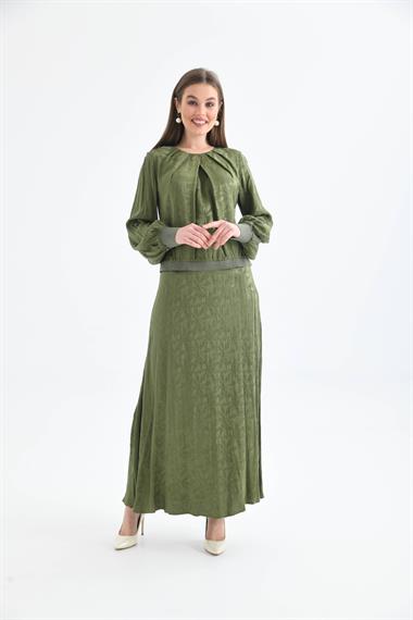 FTZ Women Kadın Leopar Desen Jakar Takım  Haki 30444