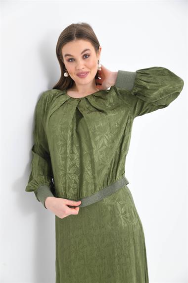 FTZ Women Kadın Leopar Desen Jakar Takım  Haki 30444