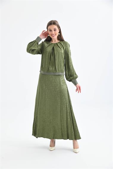 FTZ Women Kadın Leopar Desen Jakar Takım  Haki 30444