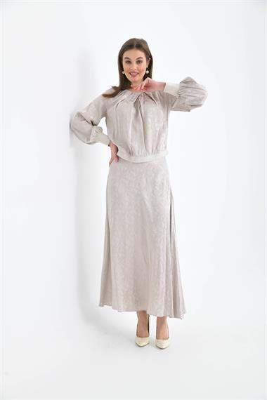 FTZ Women Kadın Leopar Desen Jakar Takım  Taş 30444