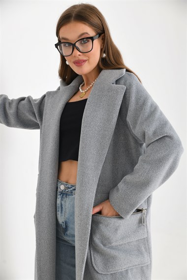 FTZ Women Kadın Kaşe Kaban  Gri 30233