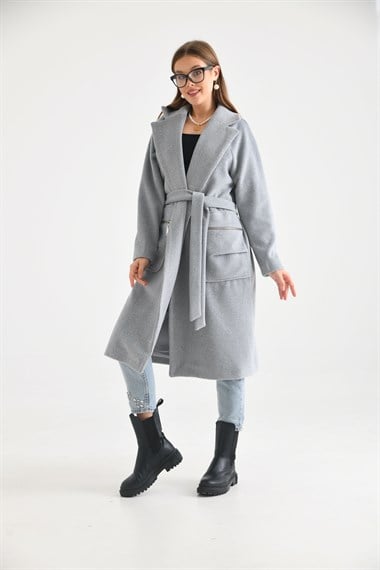 FTZ Women Kadın Kaşe Kaban  Gri 30233