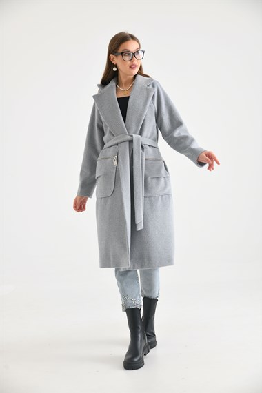 FTZ Women Kadın Kaşe Kaban  Gri 30233