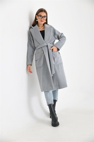 FTZ Women Kadın Kaşe Kaban  Gri 30233