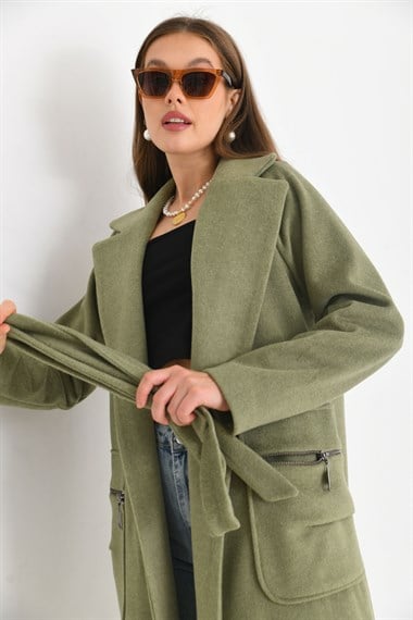 FTZ Women Kadın Kaşe Kaban  Haki 30233