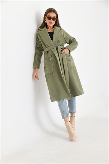FTZ Women Kadın Kaşe Kaban  Haki 30233