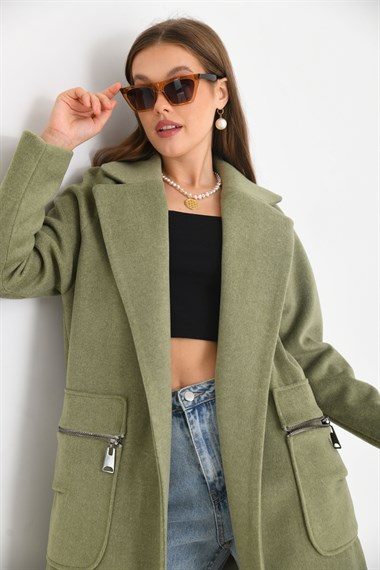 FTZ Women Kadın Kaşe Kaban  Haki 30233