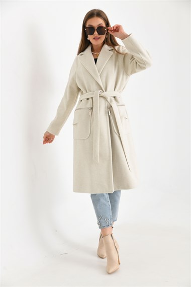 FTZ Women Kadın Kaşe Kaban  Taş 30233