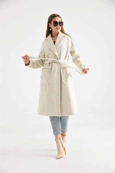 FTZ Women Kadın Kaşe Kaban  Taş 30233