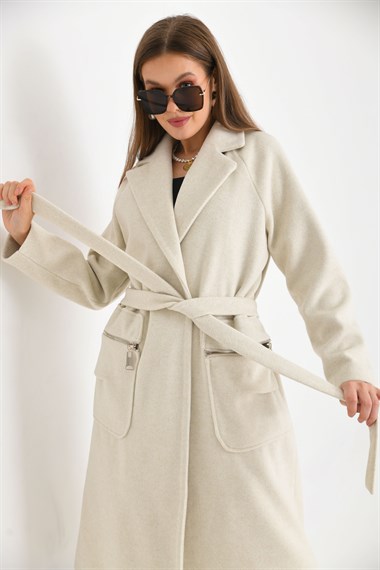 FTZ Women Kadın Kaşe Kaban  Taş 30233