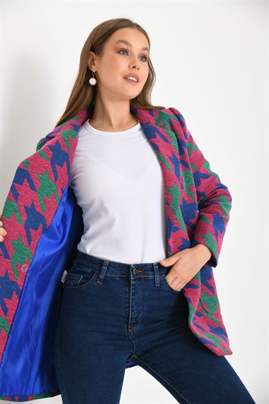 FTZ Women Kadın Kazayağı Ceket  Fuşya 30234