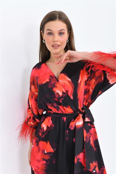 FTZ Women Kadın Kolar Tüğlü Tulum  Kırmızı 30448