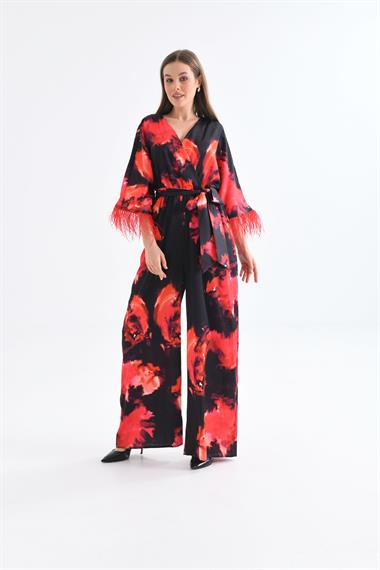 FTZ Women Kadın Kolar Tüğlü Tulum  Kırmızı 30448