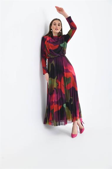 FTZ Women Kadın Likra Tül Elbise  Mor 30417