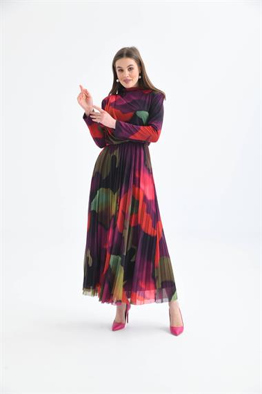 FTZ Women Kadın Likra Tül Elbise  Mor 30417