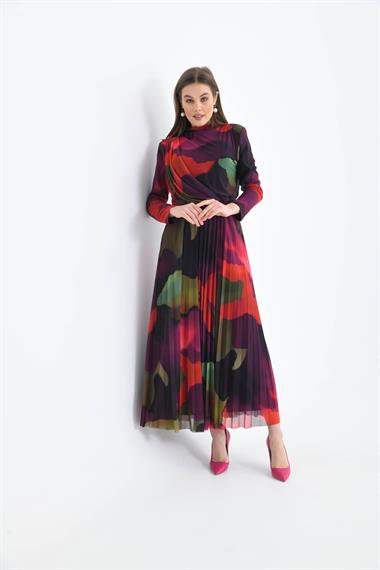 FTZ Women Kadın Likra Tül Elbise  Mor 30417