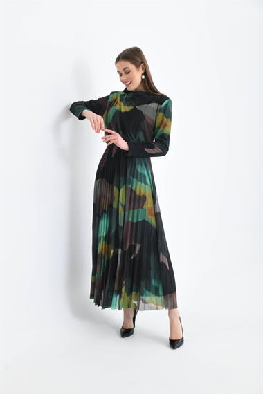 FTZ Women Kadın Likra Tül Elbise  Yeşil 30417