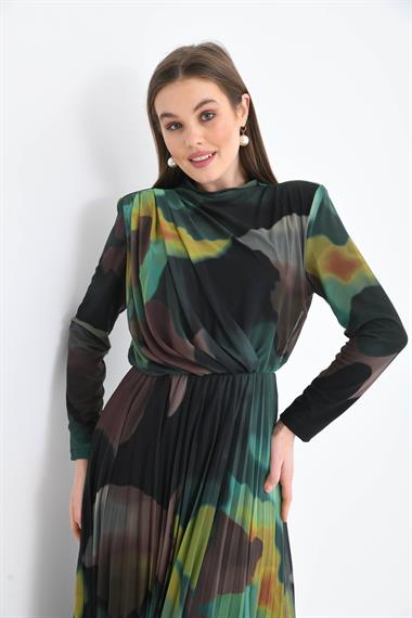 FTZ Women Kadın Likra Tül Elbise  Yeşil 30417