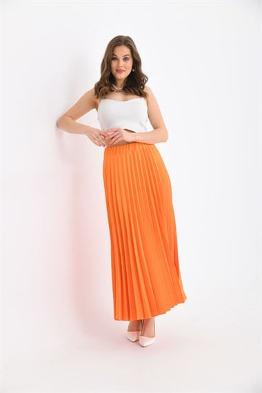 FTZ Women Kadın Plise Etek  Orange 30390