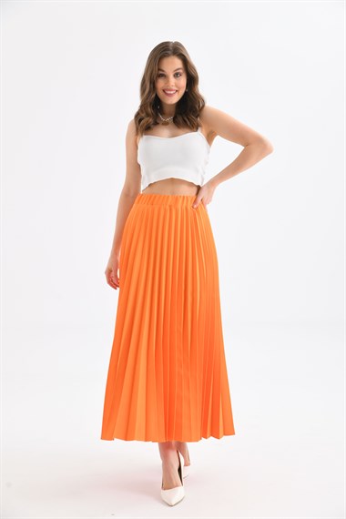 FTZ Women Kadın Plise Etek  Orange 30390