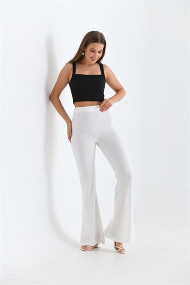 FTZ Women Kadın Scuba Crep Pantolon  Ekru 30172