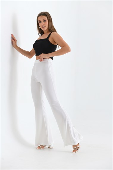 FTZ Women Kadın Scuba Crep Pantolon  Ekru 30172