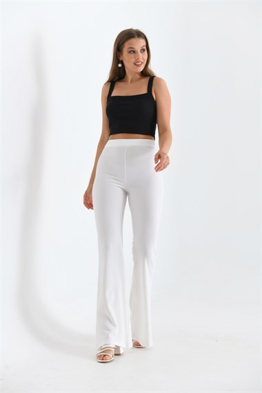 FTZ Women Kadın Scuba Crep Pantolon  Ekru 30172