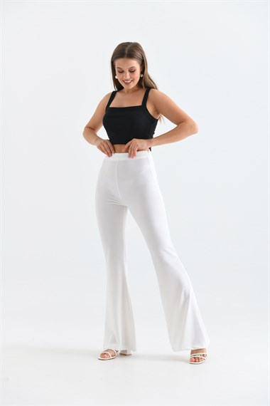 FTZ Women Kadın Scuba Crep Pantolon  Ekru 30172