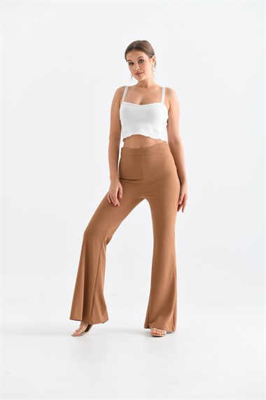 FTZ Women Kadın Scuba Crep Pantolon  Vizon 30172