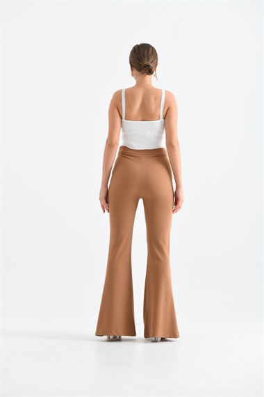 FTZ Women Kadın Scuba Crep Pantolon  Vizon 30172