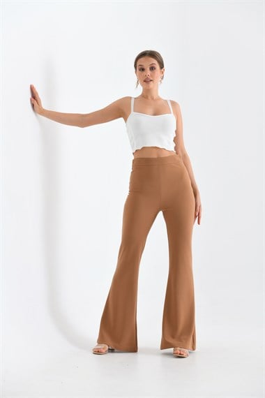 FTZ Women Kadın Scuba Crep Pantolon  Vizon 30172