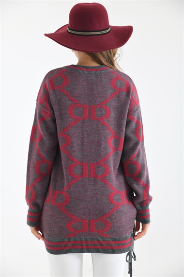 FTZ Women Kadın D Desenli Bluz  Gri 20051