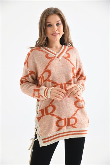 FTZ Women Kadın D Desenli Bluz  Taş 20051