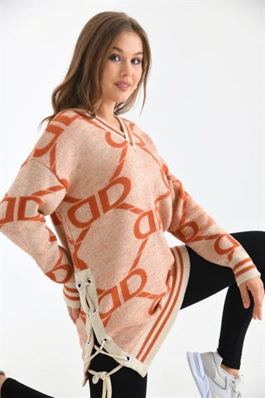 FTZ Women Kadın D Desenli Bluz  Taş 20051