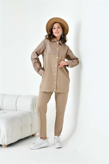 FTZ Women Kadın Capitone Takım  Beige 30909