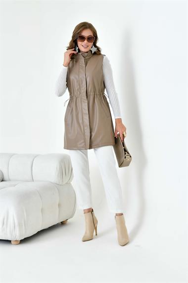 FTZ Women Kadın Deri Yelek  Beige 30927