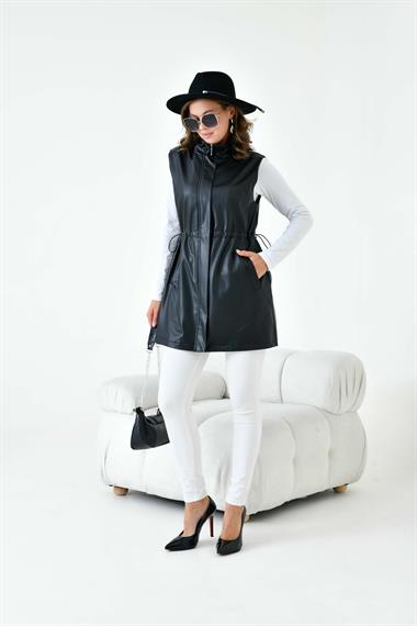 FTZ Women Kadın Deri Yelek  Siyah 30927