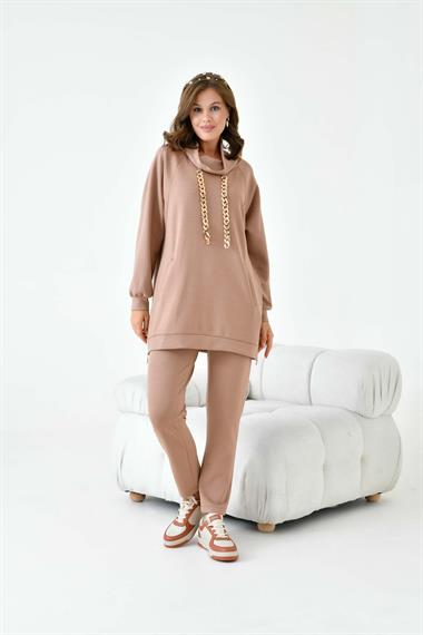 FTZ Women Kadın Zincir Detay Takım  Camel 30907