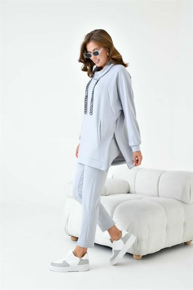 FTZ Women Kadın Zincir Detay Takım  Gri 30907