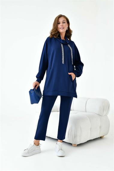 FTZ Women Kadın Zincir Detay Takım  Lacivert 30907